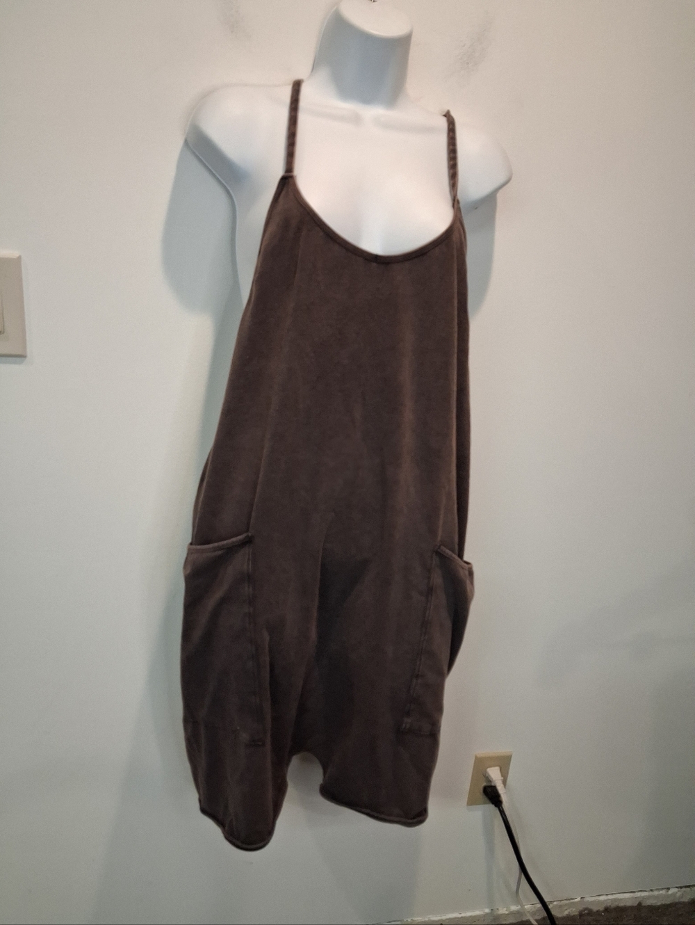 FP Movement by Free People Brown Washed Romper Jumpsuit